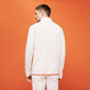 Dolcevita uomo in lana jacquard Off white vista indossata posteriore