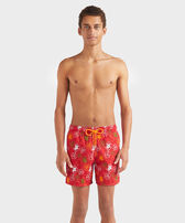 Men Swim Trunks Embroidered Oursins - Limited Edition Lipstick front worn view