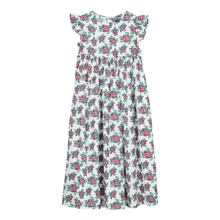 Langes Provencal Turtle Kleid für Mädchen Weiss Vorderansicht