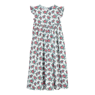 Girls Long Dress Provencal Turtle White front view