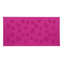 Toalla de playa en algodón orgánico Turtles Jacquard Morado vista frontal