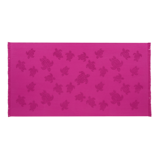 Toalla de playa en algodón orgánico Turtles Jacquard Morado vista frontal