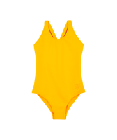 Bañador de una sola pieza con espalda cruzada de color liso para niña Mango vista frontal