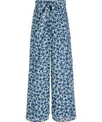 Pantalón de gasa de algodón orgánico con estampado Turtles Leopard para mujer - Vilebrequin x Angelo Tarlazzi Thalassa vista frontal