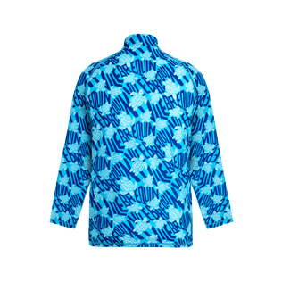Rash guard uomo a maniche lunghe con zip Ronde des Tortues Logo Blue topaz vista posteriore