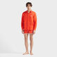 Men Linen Shirt VBQ Line Poppy red front worn view