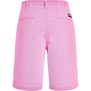 Bermuda en coton rayé homme Seersucker  Rose vue de dos