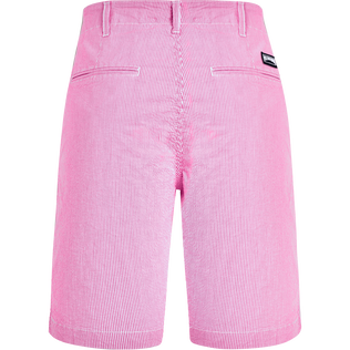 Men Cotton Bermuda Shorts Seersucker Pink back view