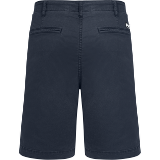 Men Tencel Cotton Bermuda Shorts Solid Navy back view
