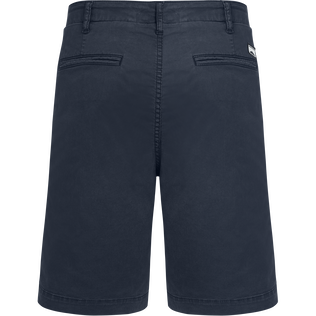 Men Tencel Cotton Bermuda Shorts Solid Marineblau Rückansicht
