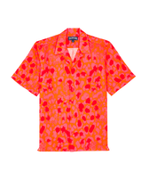 Camisa de bolos de lino con estampado New Leopard para hombre Albaricoque vista frontal