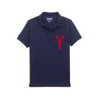 男童 Lobsters 刺绣棉质 Polo 衫 Navy 正面图