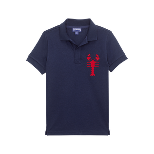 男童 Lobsters 刺绣棉质 Polo 衫 Navy 正面图