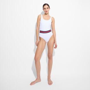 Solid Badeanzug für Damen – Vilebrequin x Ines de la Fressange Weiss Vorderseite getragene Ansicht