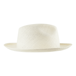 Cappello unisex in paglia naturale tinta unita Panama Sabbia vista posteriore