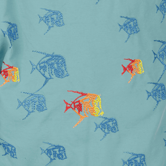 Men Swim Trunks Embroidered Piranhas - Limited Edition Foam print