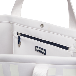 Borsa da spiaggia grande unisex in neoprene tinta unita Bianco dettagli vista 4