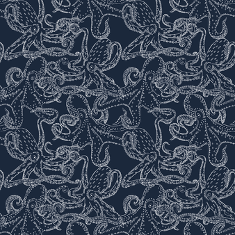 Bermuda uomo in cotone Poulpes Bicolores Blu marine stampe