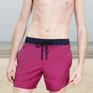 Men Wool Swim Shorts Super 120's Crimson purple details view 2