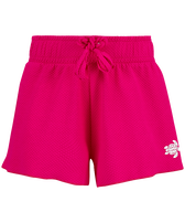 Kids Short Textured Solid Fuchsia front view