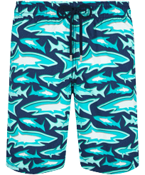 Bañador largo con estampado Requins 3D para hombre Azul marino vista frontal