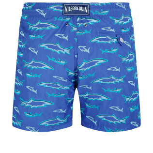 Men Embroidered Swim Trunks Requins 3D - Limited Edition Purple blue back view