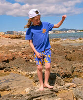 Boys Organic Cotton T-shirt Embroidered Turtle Marrakech front worn view
