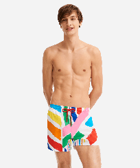 Men Swimwear stretch Dazzle - Vilebrequin x JCC+ - Limited Edition White front worn view