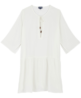 Women Plumetis Short Dress Chalk front view