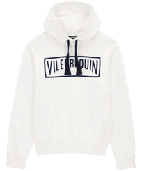 Solid Kapuzenpullover aus Baumwolle für Herren Off white Vorderansicht