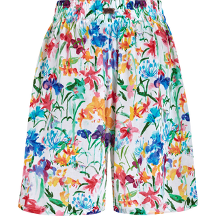 Bermuda shorts en viscose femme Happy Flowers Blanc vue de dos