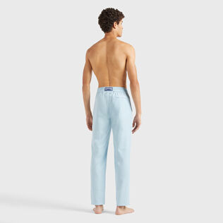 Men Wool Regular Pants Micro Rayures Tailoring Blue topaz back worn view