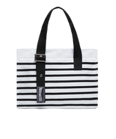 Medium Cotton Beach Bag Rayures Black/white vista frontal