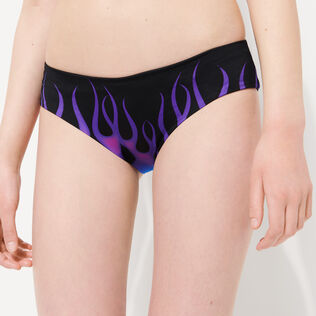 Slip bikini donna Hot Rod 360° - Vilebrequin x Sylvie Fleury Nero vista frontale indossata