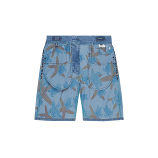 Men Denim Bermuda Shorts Starfish and Turtles Light denim w3 details view 4