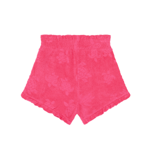 Pantalón corto en tejido terry de jacquard con estampado Turtle para niña Buganvilla vista trasera