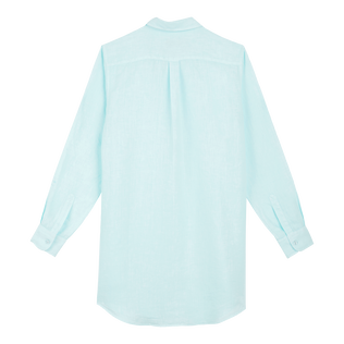 Women Linen Shirt Dress Solid Thalassa back view