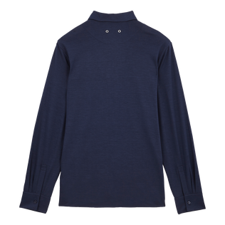Camicia uomo in Jersey Tencel a tinta unita Blu marine vista posteriore