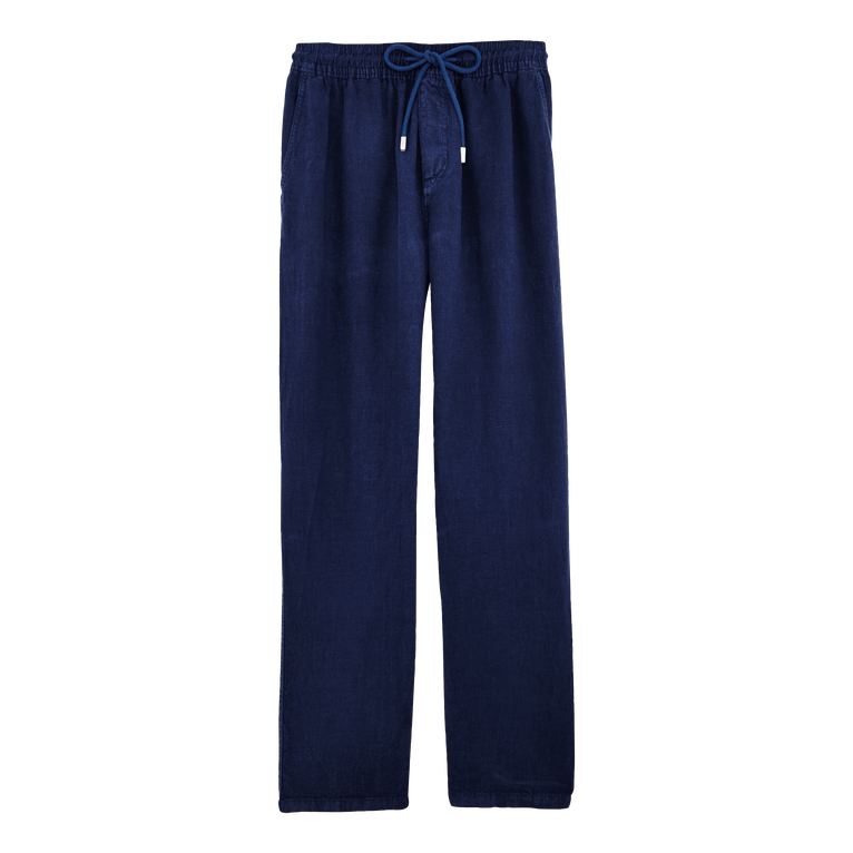 Men Linen Pants Solid - Pantaloni - Pacha - Blu