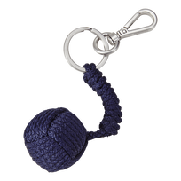 Schlüsselanhänger mit Kordelkugel Marineblau Vorderansicht