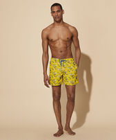 Men Swim Trunks Embroidered Flowers and Shells - Limited Edition Sunflower front worn view