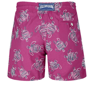 Men Swim Trunks Embroidered VBQ Turtles - Limited Edition Crimson purple back view