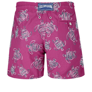 Men Swim Shorts Embroidered VBQ Turtles - Limited Edition Crimson purple back view