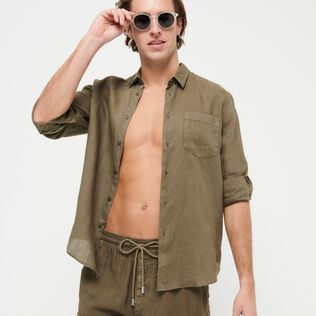 Camicia uomo in lino Natural Dye Scrub dettagli vista 1
