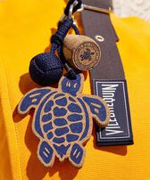 Turtle Cork Keyring Navy front worn view