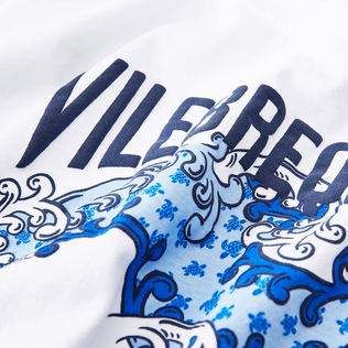 Camiseta de algodón orgánico con estampado Micro Ronde des Tortues Wave para niño Blanco detalles vista 1
