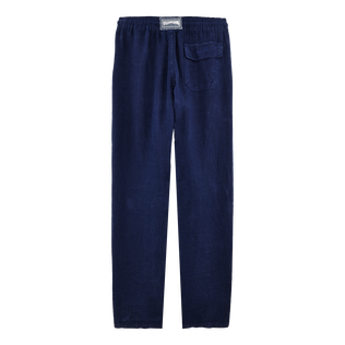 男士纯色亚麻长裤 Navy 后视图