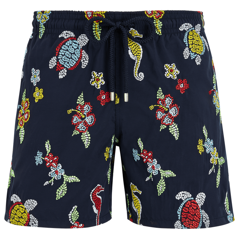 Men Swim Shorts Embroidered Mosaïque - Swimming Trunk - Mistral - Blue