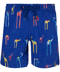 Bañador con bordado Giaco Elephant para niño Batik azul vista frontal