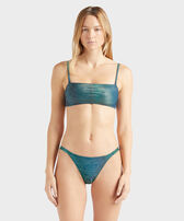 Women Bra-Style Bikini Top Rainbow Disco green 正面穿戴视图